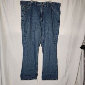 Carhartt Mens 44x30 B172 DST Straight Leg Flannel Lined Medium Wash Jeans Blue